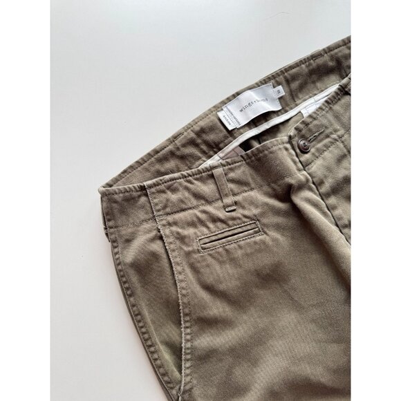 WINGS+HORNS Westpoint Olive Green Cotton Twill Straight Chino Pants, Size 29 - Picture 13 of 16